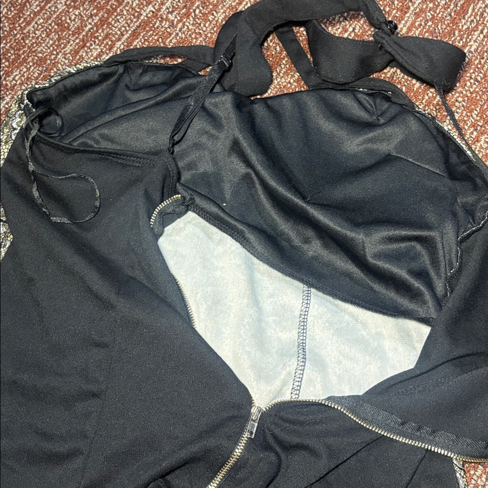 Vintage damask metallic high neck cage neck zipper back bustier going out top - Picture 7 of 14